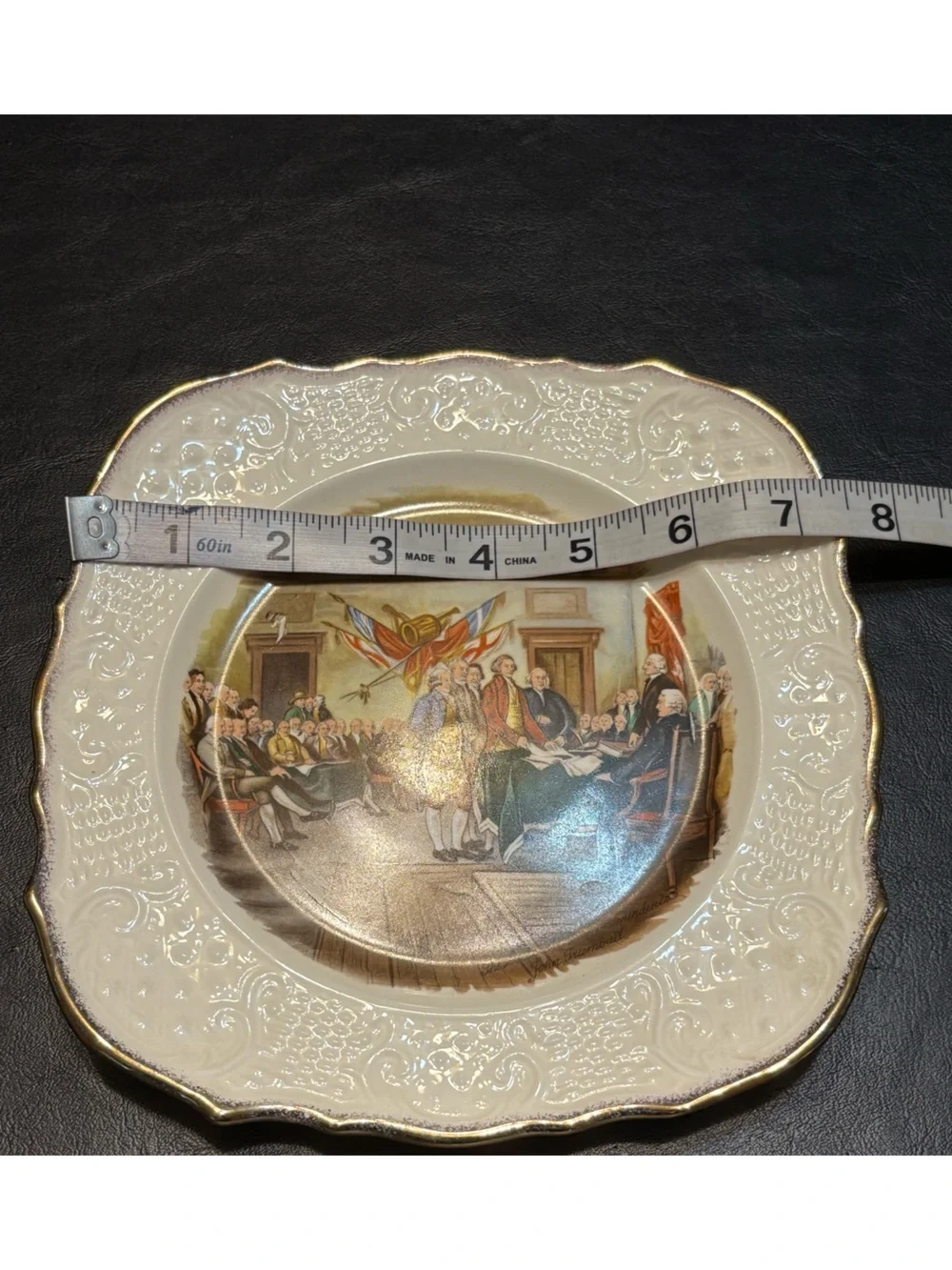 Vintage Sanders Mfg John Trumbull Revolutionary War Plates Set Declaration USA